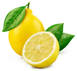 Fresh lemon with leaves
