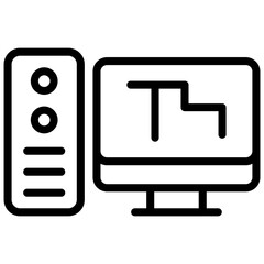 A linear design icon of workstation