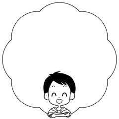 Illustration of smiling boy and frame