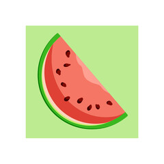 Juicy summer fruit, scarlet watermelon, vector icon