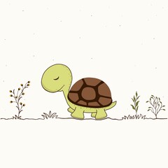 Decorative pattern with cute turtle cartoon