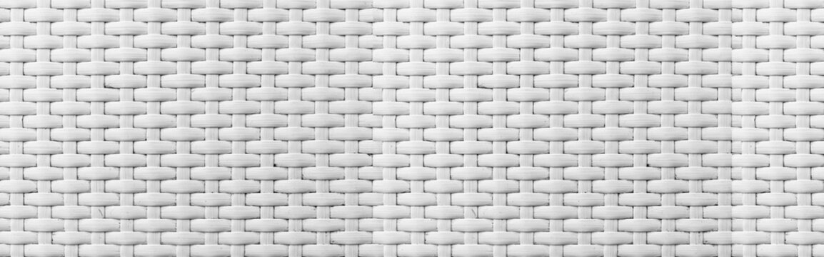 Panorama Of White Rattan Wooden Table Top Pattern And Background Seamless