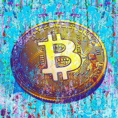 bitcoin symbol on the wall