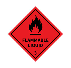 Flammable liquid sign on white background. Danger sign. Label, Sticker, Symbol. Vector illustration. - obrazy, fototapety, plakaty