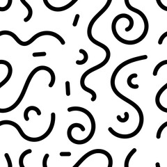 Seamless abstract pattern on white background. Vector doodle image. Graphic linear wallpaper.