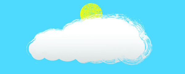 Sun and cumulus clouds . Vector background