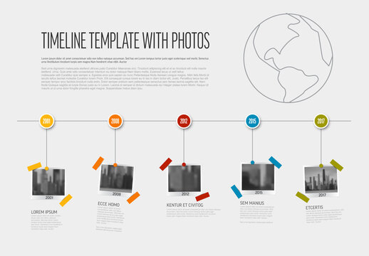Infographic photo snapshots timeline template