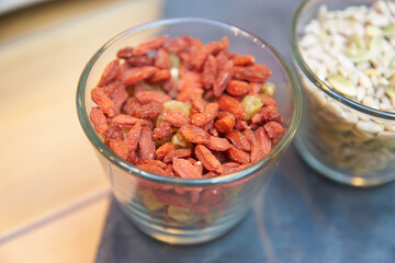 Glass Container Filled with Raisins