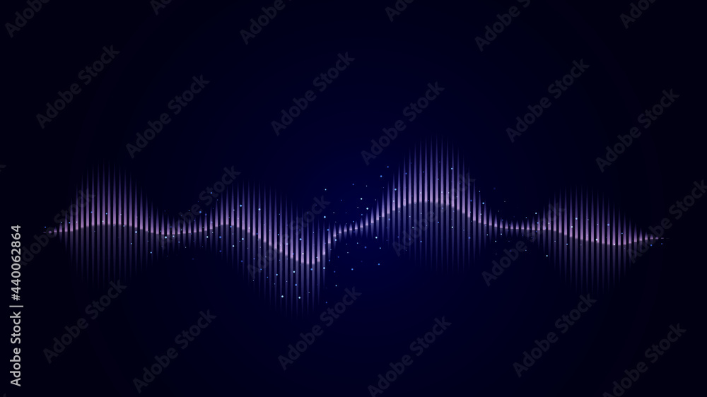 Poster sound abstract wave in blue on a dark background. abstract vector background