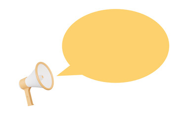 3D rendering megaphone with Speech bubble with copyspace for your text.
