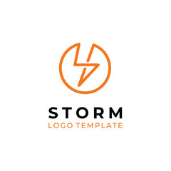 Circular Electric Bolt Line Initial Letter S for Storm Thunder Power Flash Logo Design