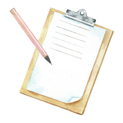 Watercolor clipboard with pen