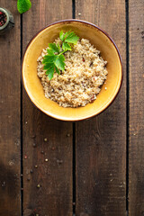 couscous no meat vegetable spices appetizer portion dish on the table healthy food meal snack copy space food background rustic top view 