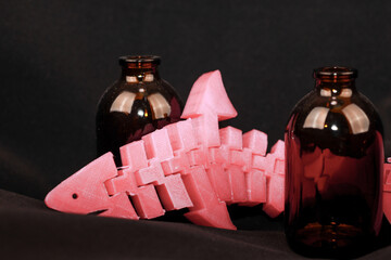 Two reagent bottle with plastic jaws
