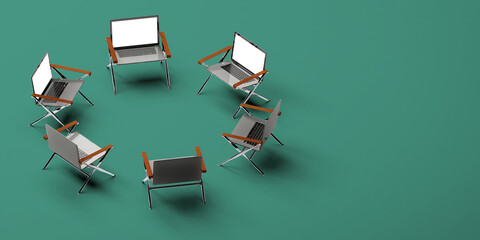 Remote Computer Business Team Meeting Mockup