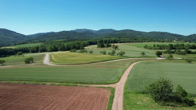 Vue a&eacute;rienne bucolique sur les Vosges Alsace Grand Est France Europe