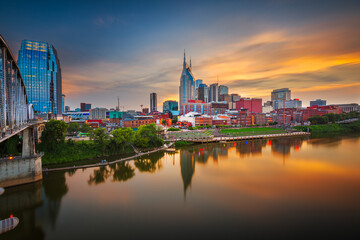 Fototapeta na wymiar Nashville, Tennessee, USA Downtown City Skyline