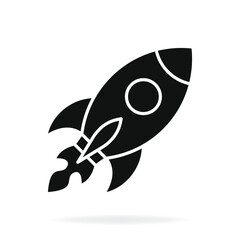 Fototapeta premium Rocket launch icon flat style isolated on white background. Vector illustration