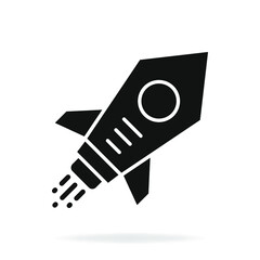 Rocket launch icon flat style isolated on white background. Vector illustration