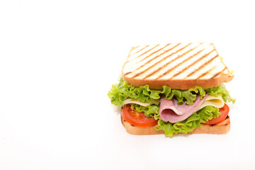 sandwich toast with ham, cheese and vegetable