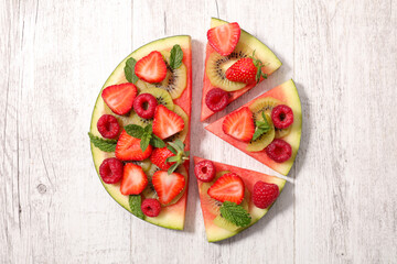 watermelon and berries fruits slices