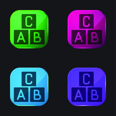 ABC Blocks four color glass button icon