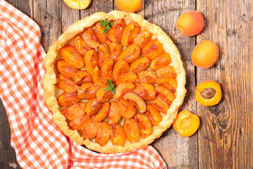 homemade apricot tart- top view