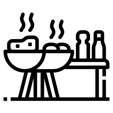 black barbecue grill with food and drinks clip art preview