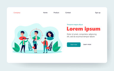 Obraz na płótnie Canvas Job candidates or employees with their profiles or personal data. Business people and their user pic. Vector illustration for target audience, sourcing, talent scouting concepts