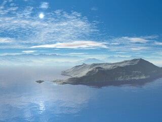 Beautiful and inspirational blue landscape illustration