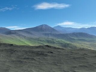 Beautiful and inspirational blue landscape illustration