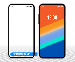 Smartphone with transparent screen background - easy to paste your work inside the phone, Black and white versions of smartphone frame - eps 10 format