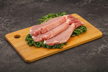 Raw pork steak for cooking