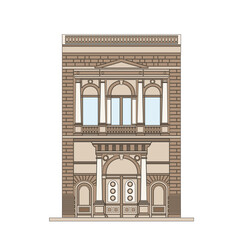 Fototapeta premium DRAWING OF HISTORICAL BUILDINGS OF VENICE, ANCIENT ITALIAN ARCHITECTURE IN GOTHIC AND NEOCLASSIC STYLE