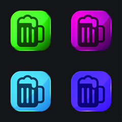 Beer four color glass button icon
