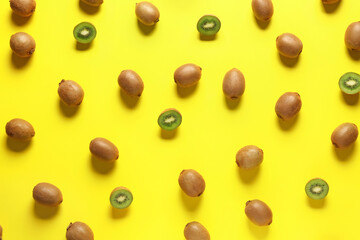 Tasty ripe kiwi on color background
