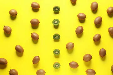 Tasty ripe kiwi on color background