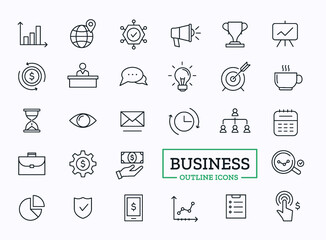 Business thin line icons. Vector outline design symbols for web.