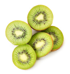 Fototapeta premium Cut ripe kiwi on white background