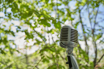 Iconic Microphone in A Natural Background
