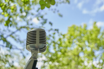 Classic Look Microphone with Nature Background