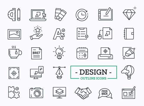 Vector Graphic Design Icons. Thin Line Symbols of creative work 
