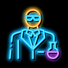 chemist profession neon light sign vector. Glowing bright icon chemist profession sign. transparent symbol illustration