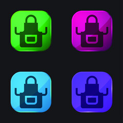 Apron four color glass button icon