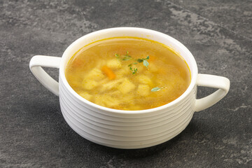 Tasty chicken soup with carrot
