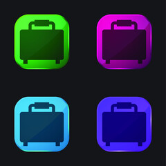 Baggage Silhouette four color glass button icon