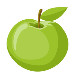 Cartoon vector illustration isolated object fresh food fruit green apple