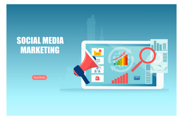 Social media digital marketing, sales data analysis concept
