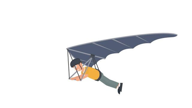 Hang glider. Animation of a paragliding flight, the alpha channel is turned on. Cartoon