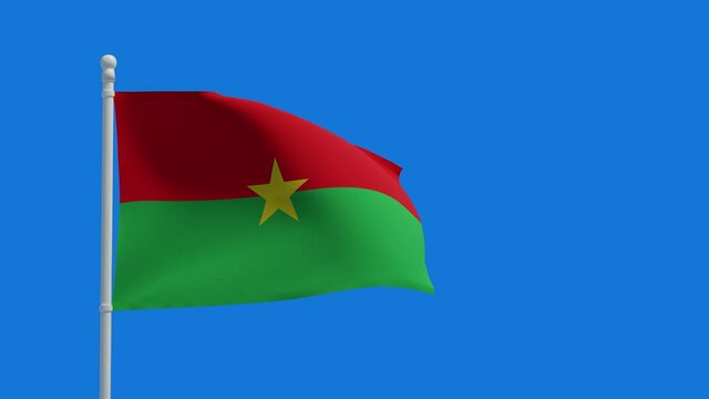 Burkina Faso flag, waving in the wind - 3d rendering - 4K video